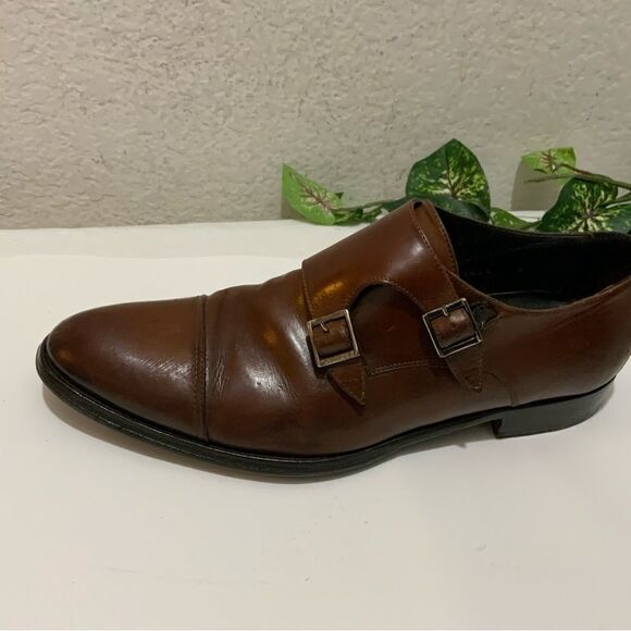 To Boot New York Men’s  8 brown leather double monk strap cap-toe dress shoes main image 13